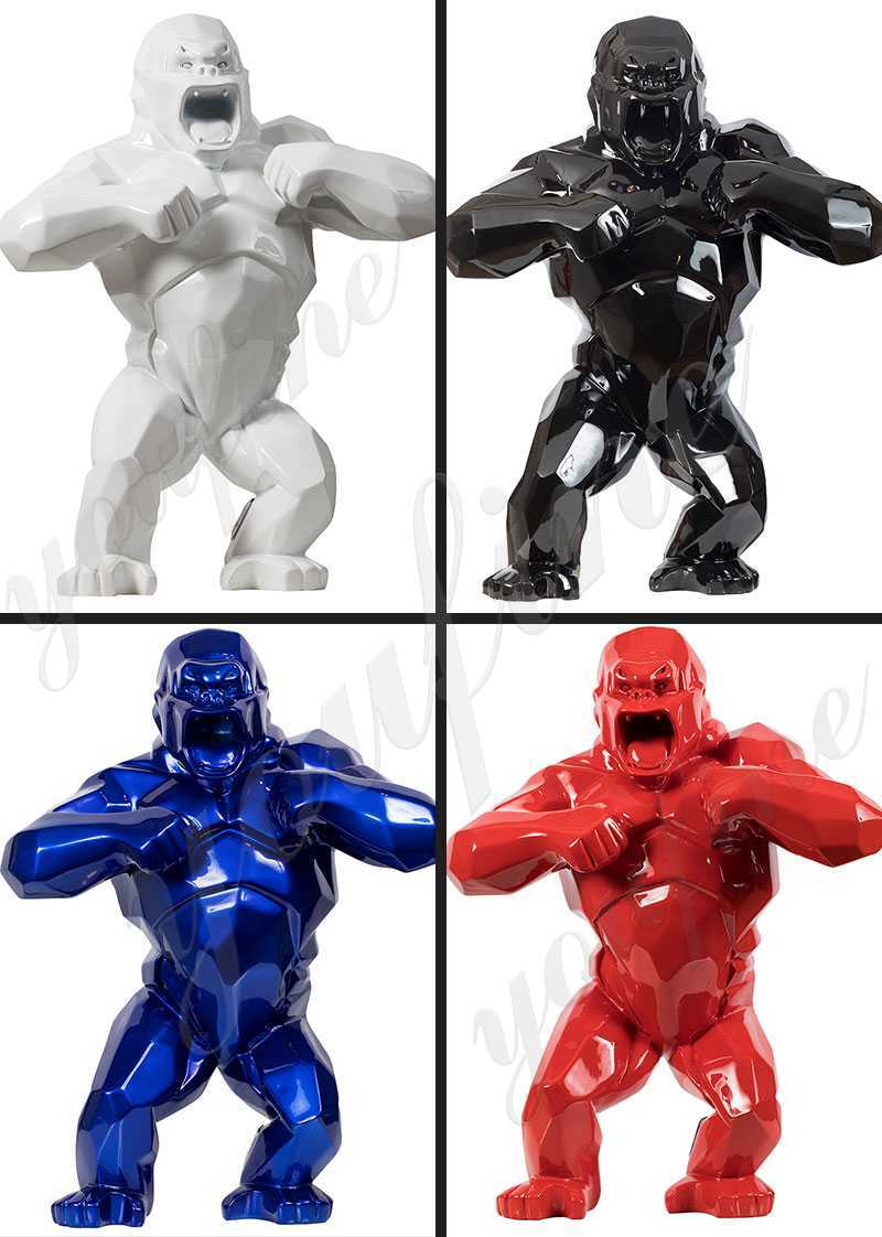 polished stainless steel sculpture of King Kong