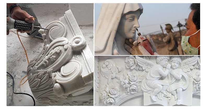 process of Marble Lady Figurine with Lamp Statue