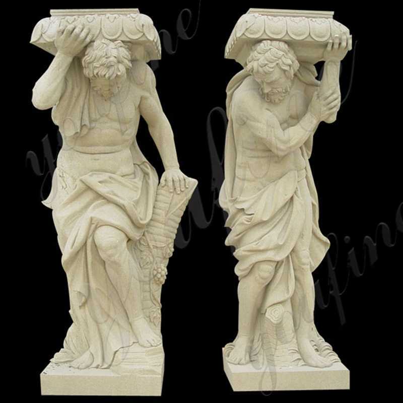 Antique Greek column statue column of male caryatid supplier for garden driveway entrance gate decoration for sale MOKK-169