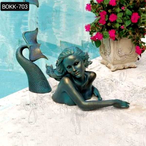 Bronze Meara the Mermaid Sculpture Two Pieces Garden Swimmer Statue BOKK-703