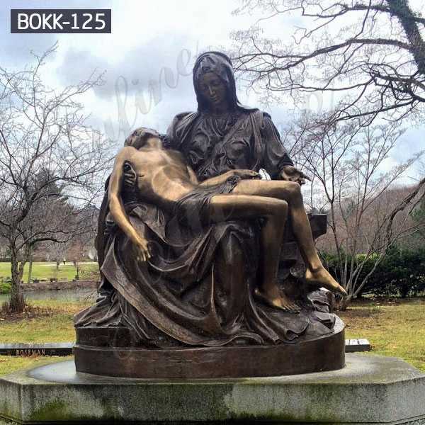 Outdoor Antique Bronze Pieta Mary Holding Jesus Statue Garden Decoration for Sale BOKK-125