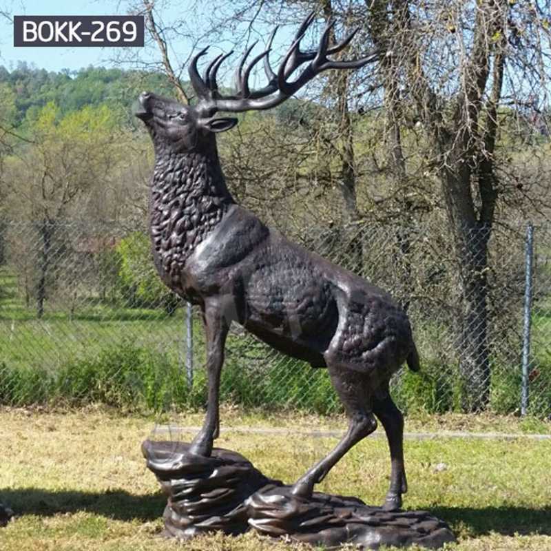 Bronze Standing Reindeer Statues