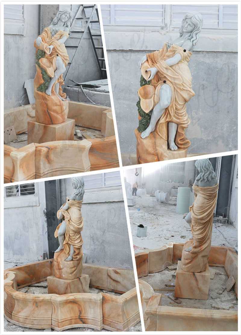 Carving Female Statue Water Fountains Natural Stone Fountain Design