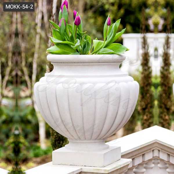 Beautiful Customized Round Marble Planter Pots Home or Garden Decoration for Sale MOKK-54-2