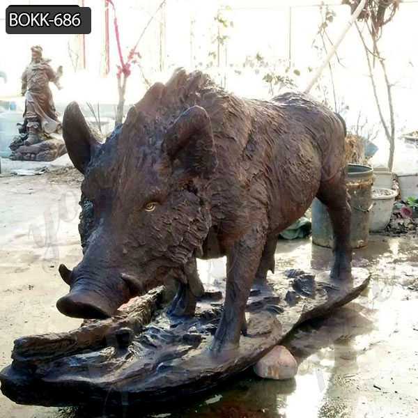 Outdoor Life Size Fantastic Garden Decoration Bronze Wild Boar Statue for Sale BOKK-686