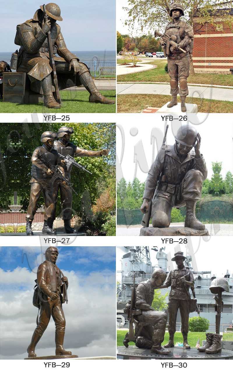 Kneeling Soldier Military Bronze Statue for sale