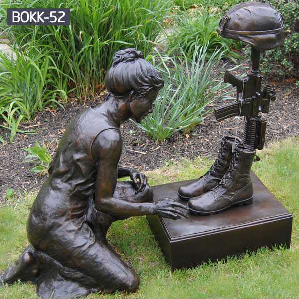 Life Size Outdoor Kneeling Soldier Military Bronze Statue Memorial Monument for Sale BOKK-52