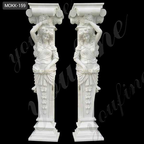 Lady Statue Beige Marble Columns on sale