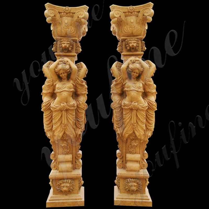 Lady Statue Beige Marble Columns