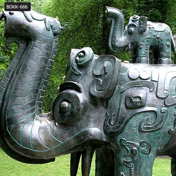 Large Bronze Elephant Statue Da Tung and Xi'an Bao Bao