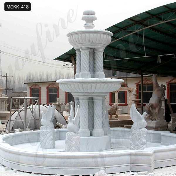 Large Outdoor Marble Fountains Hand Carved with Columns and Animal Statue