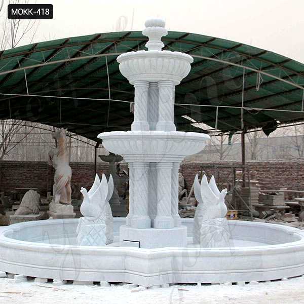 Large Outdoor Marble Fountains Hand Carved with Columns and Animal Statues