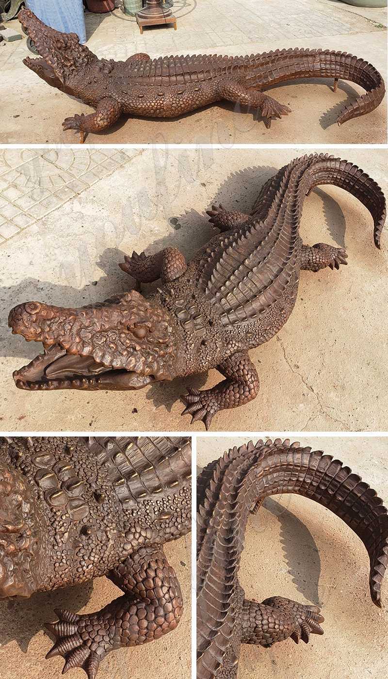 Life Size Bronze Garden Alligator Statue for sale