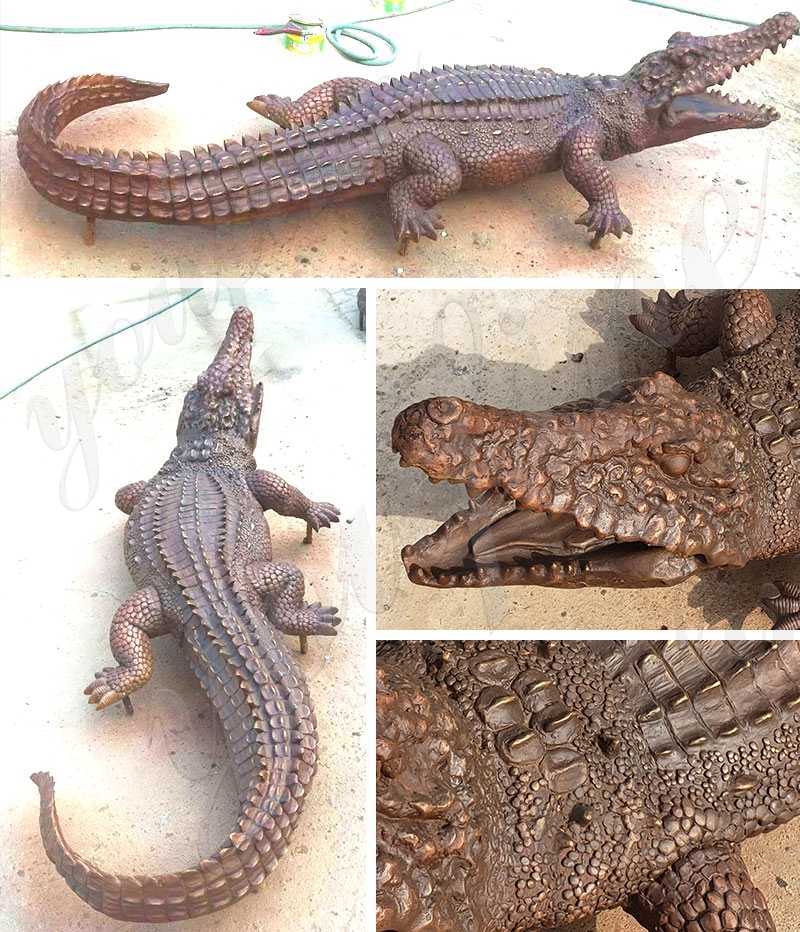 Life Size Bronze Garden Alligator Statue on sale
