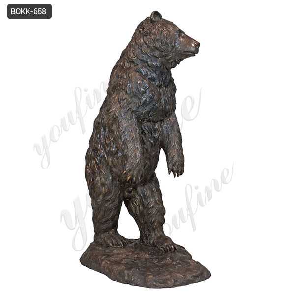 Life Size Wild Casting Bronze Standing Bear Statue for Sale BOKK-658