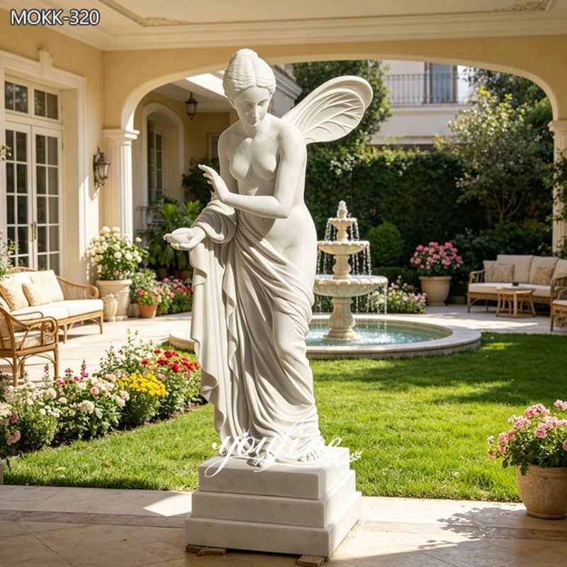 Marble Sculpture of a Winged Flower Fairy