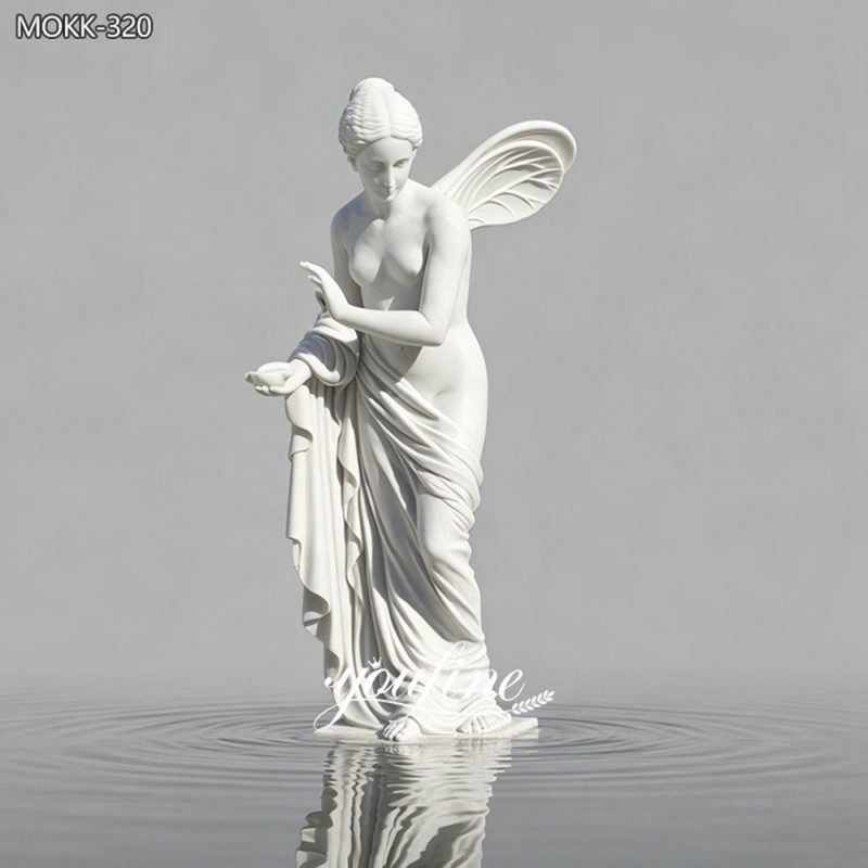 Marble Sculpture of a Winged Flower Fairy for garden