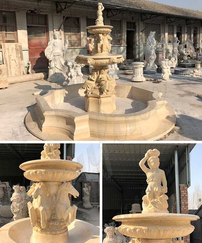 Natural Beige Stone Large Outdoor Fountain for sale