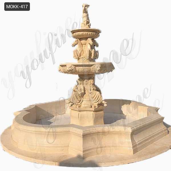 Natural Beige Stone Large Outdoor Fountain