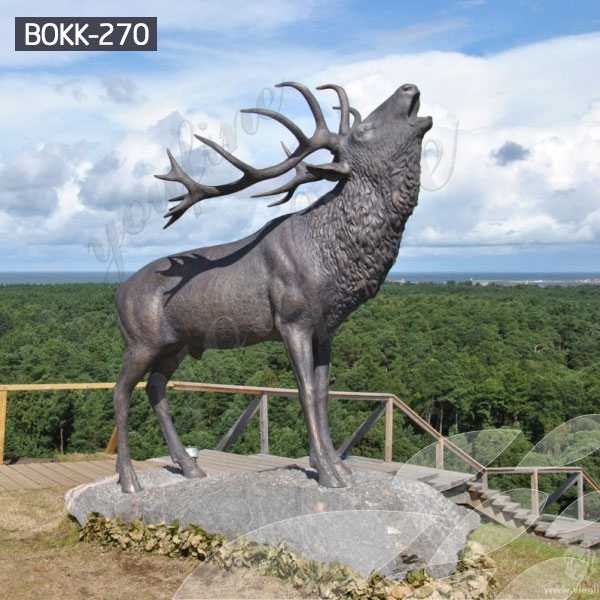 Outdoor Bronze Standing Reindeer Statue