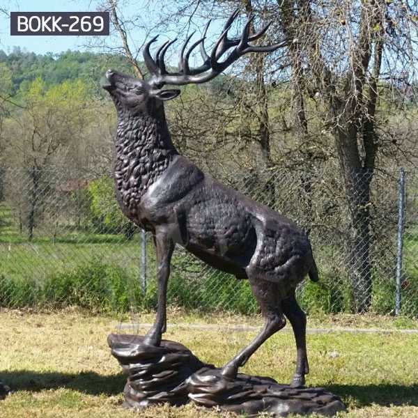 Outdoor Bronze Standing Reindeer Statues