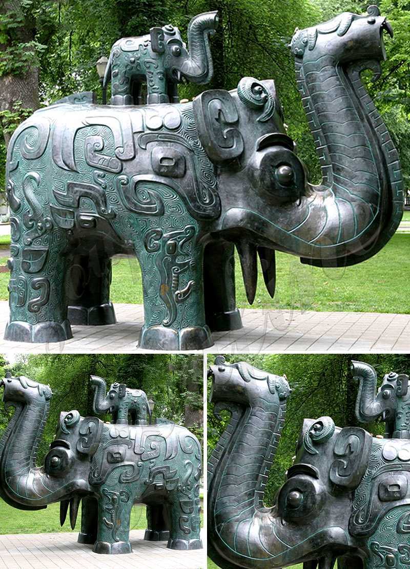 Outdoor Large Bronze Elephant Statue Da Tung and Xi'an Bao Bao Replica for Sale