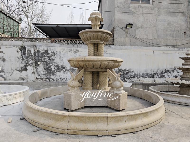 Outdoor Marble Fountains with Swan Statues