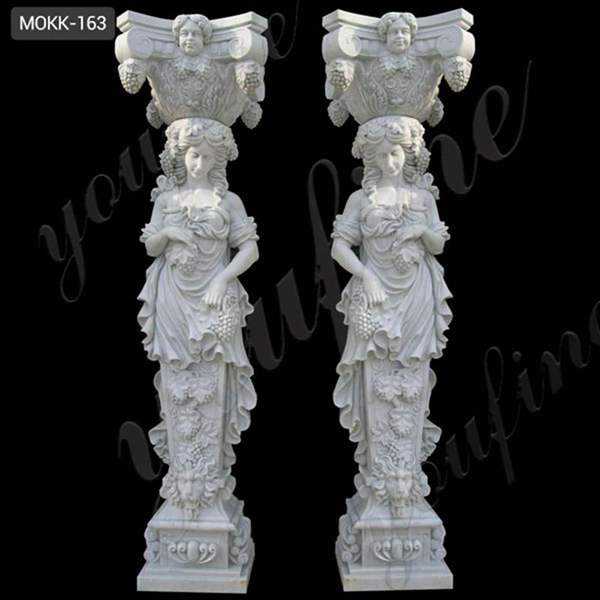 White Marble Front Pillars for House Carved Figures Statue for Sale MOKK-163