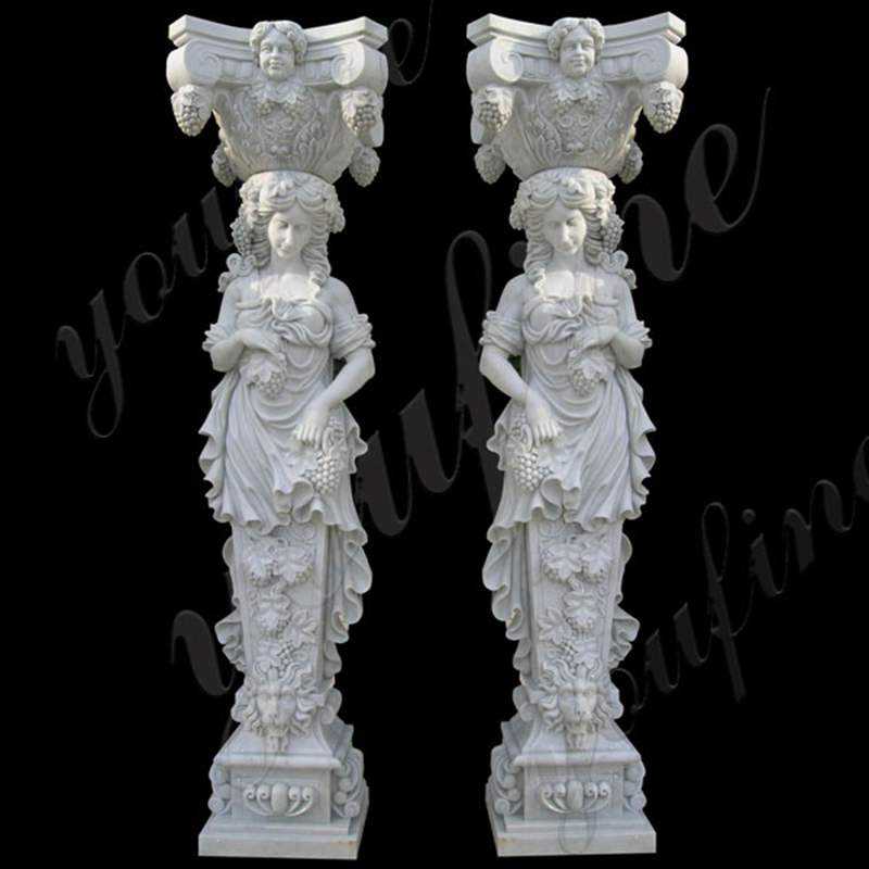 White Marble Front Pillars for House Carved Figures Statue