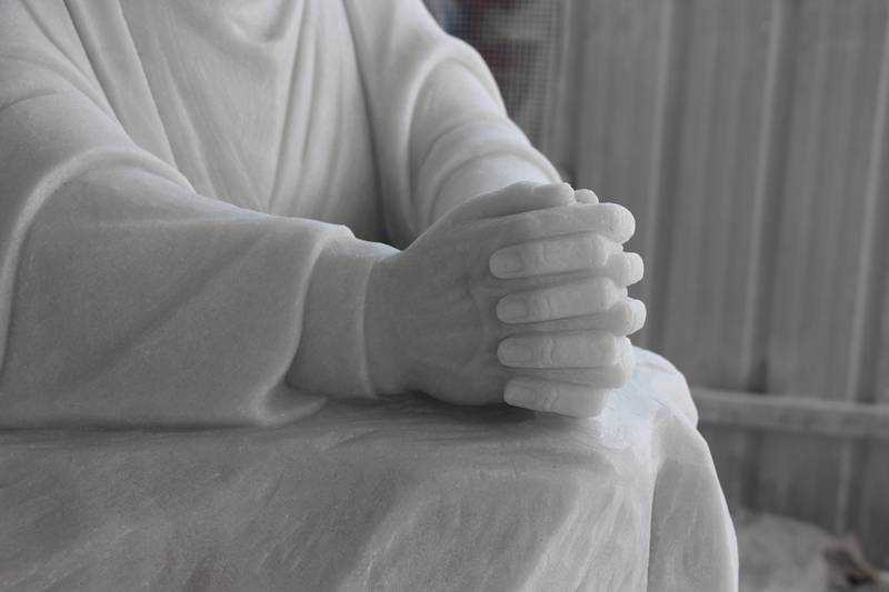 White Marble Kneeling in Prayer Jesus Statue