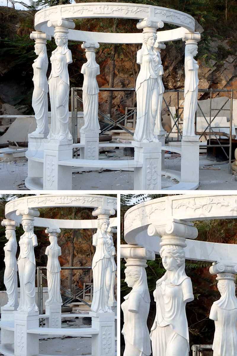 White Marble Lady Figure Gazebo for sale