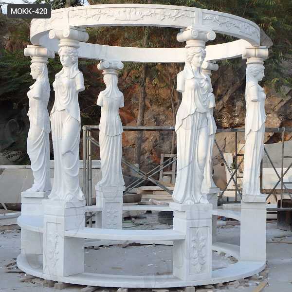 White Marble Lady Figure Gazebo