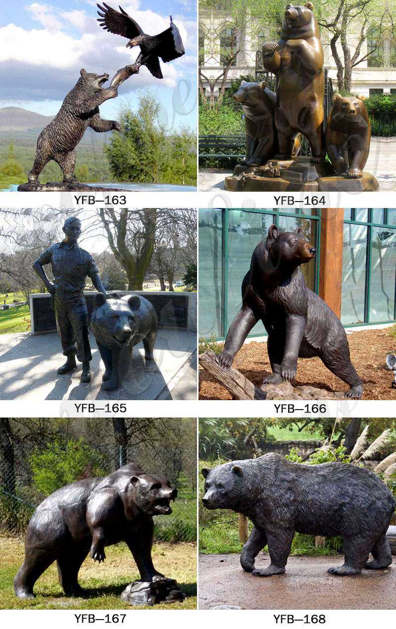 Wild Casting Bronze Standing Bear Statues