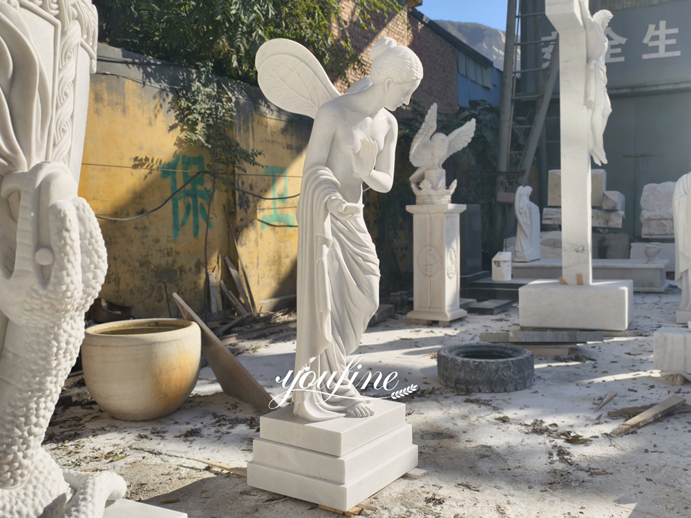 Winged Flower Fairy marble statue