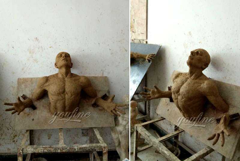 clay mold of Matteo Pugliese Bronze Man Sculpture