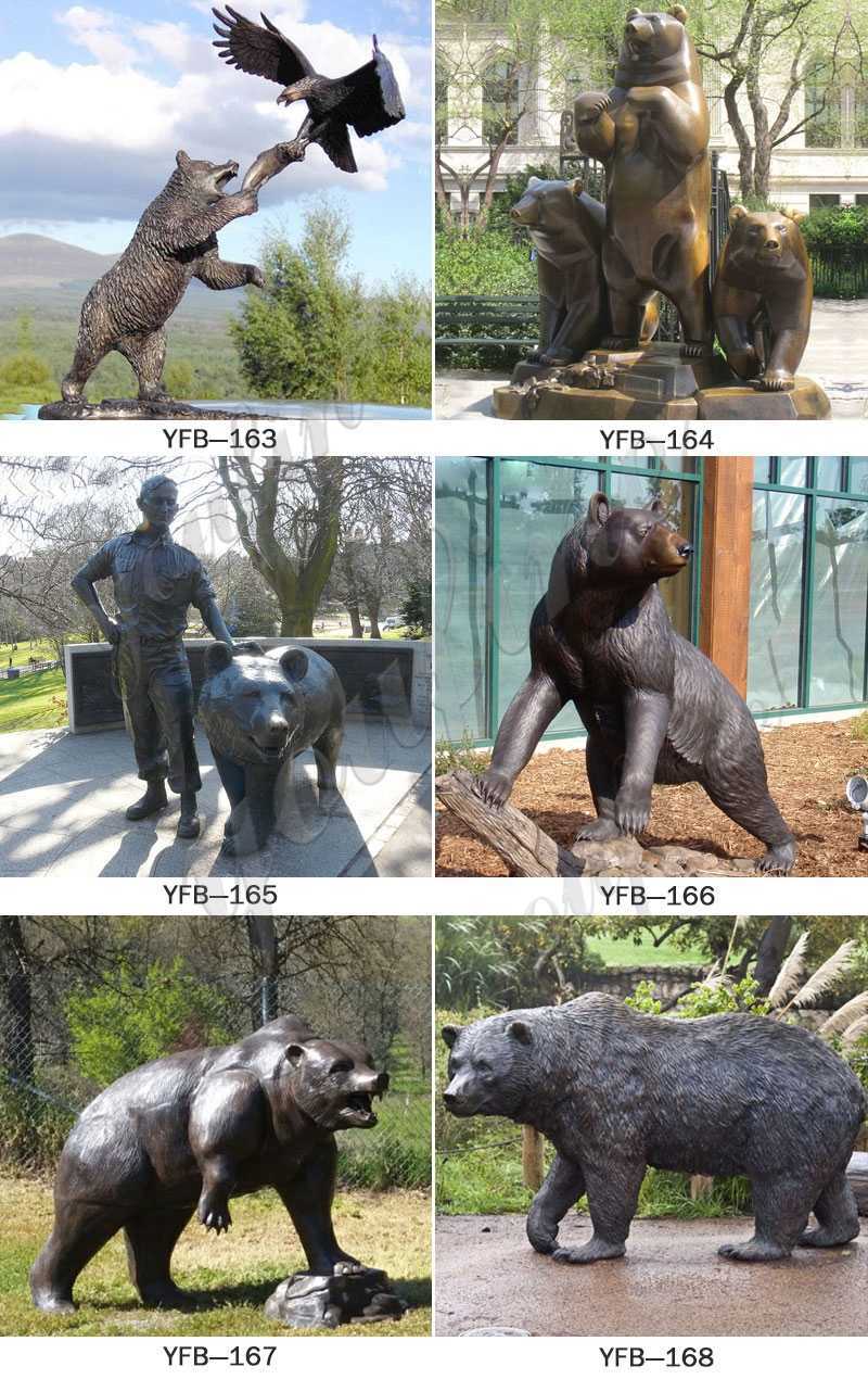 life size Casting Bronze Grizzly Bear Statue