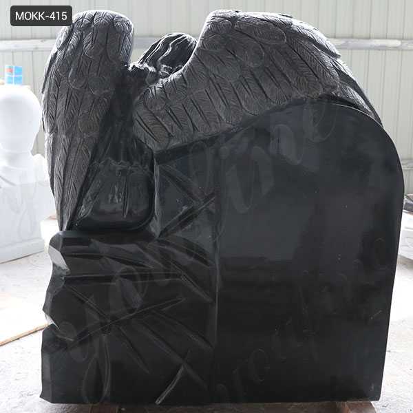 Black Granite Memorials Headstone Carving Wepping Angel StatueS