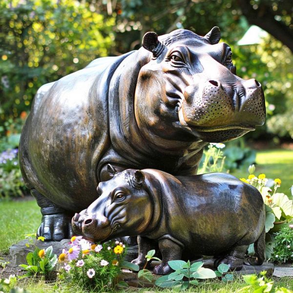 Bronze Hippo Sculpture