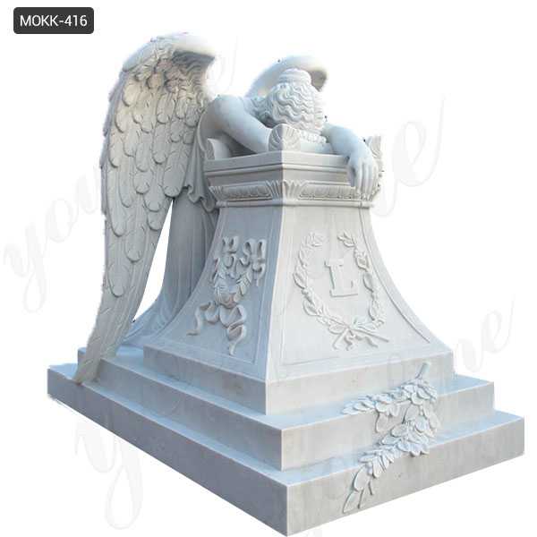 Buy White Marble Monument with Weeping Angel Statue for Cemetery MOKK-416