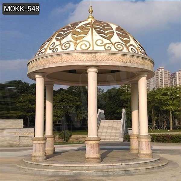 Classic Large Outdoor Roman Stone Gazebo with Columns Manufacturer MOKK-548