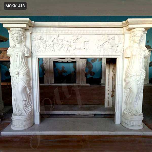 Exquisite Hand Carved Modern Statury Marble Fireplace Mantel MOKK-413