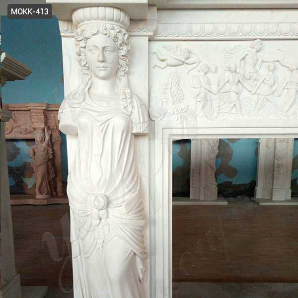 Exquisite Hand Carved Modern Statury Marble Fireplace Mantel