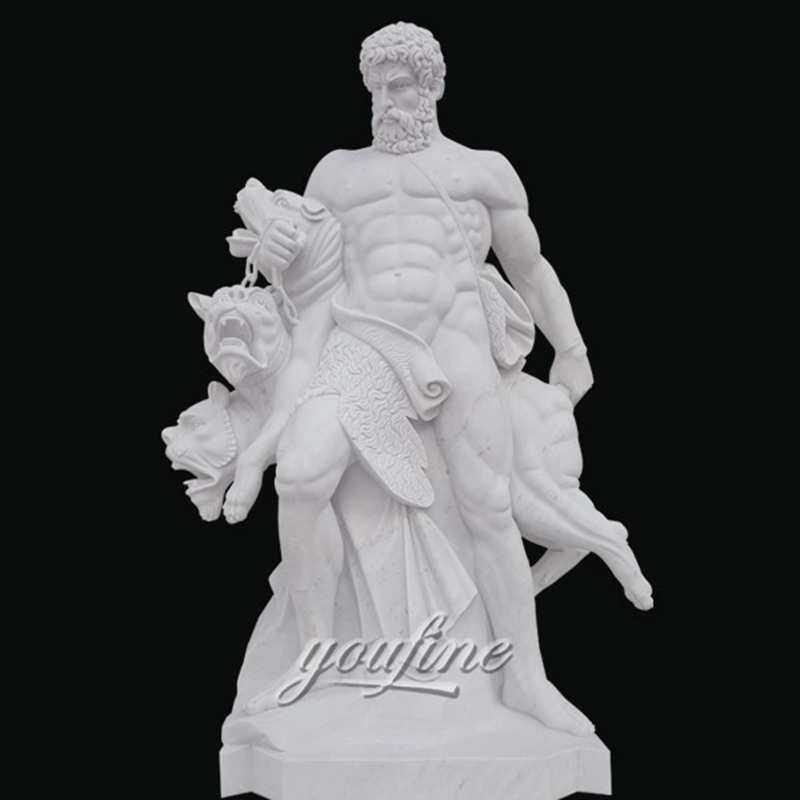 Famous art sculptures life size white marble hercules sculpture for sale