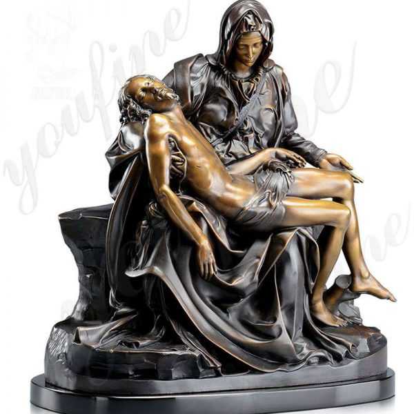 Famous michelangelo pieta statue of mary holding jesus bronze religious garden statue for sale