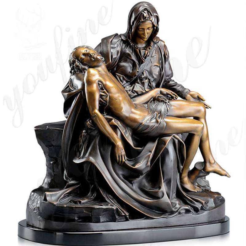 Famous michelangelo pieta statue of mary holding jesus bronze religious garden statues for sale