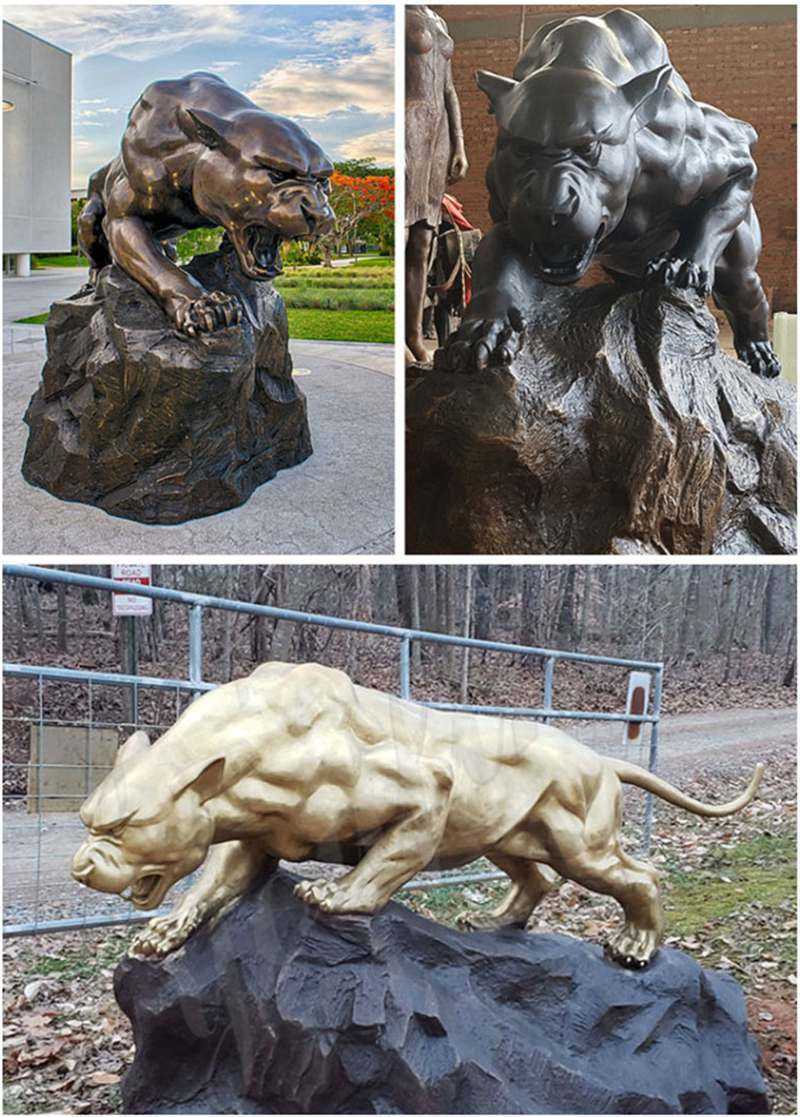 Fine Cast Solid Bronze Black Panther Sculpture