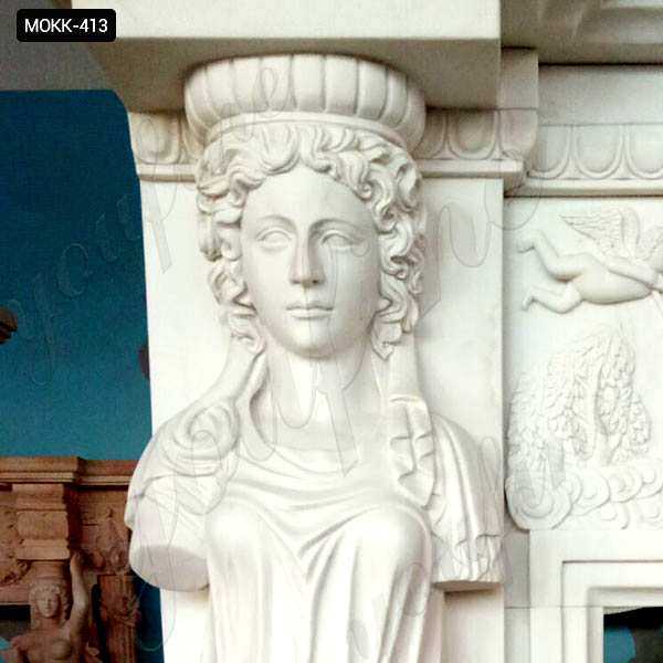 Hand Carved Modern Statury Marble Fireplace Mantel MOKK-413