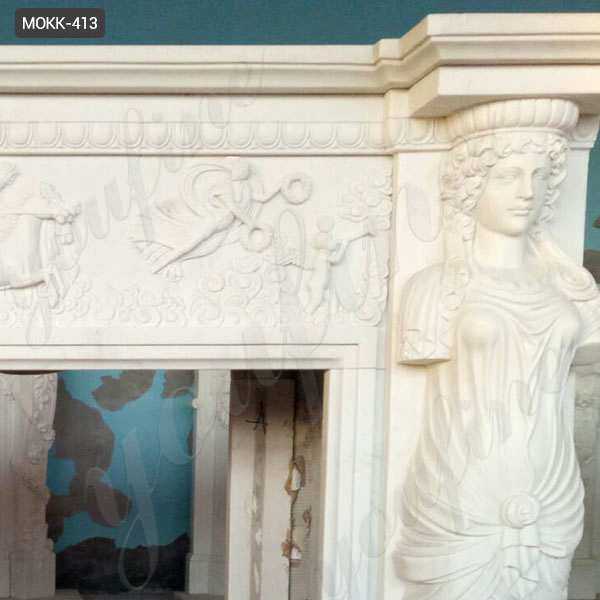 Hand Carved Modern Statury Marble Fireplace Mantel