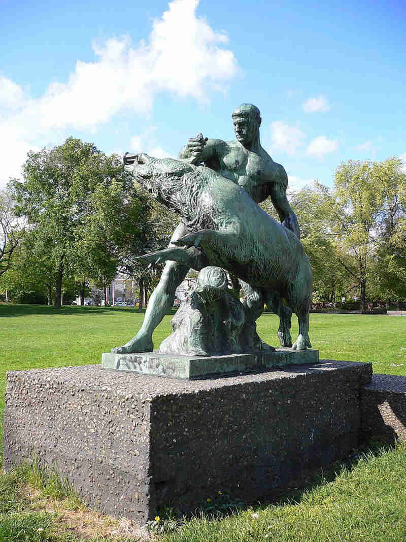 Hercules and the Erymanthian Boar Sculpture