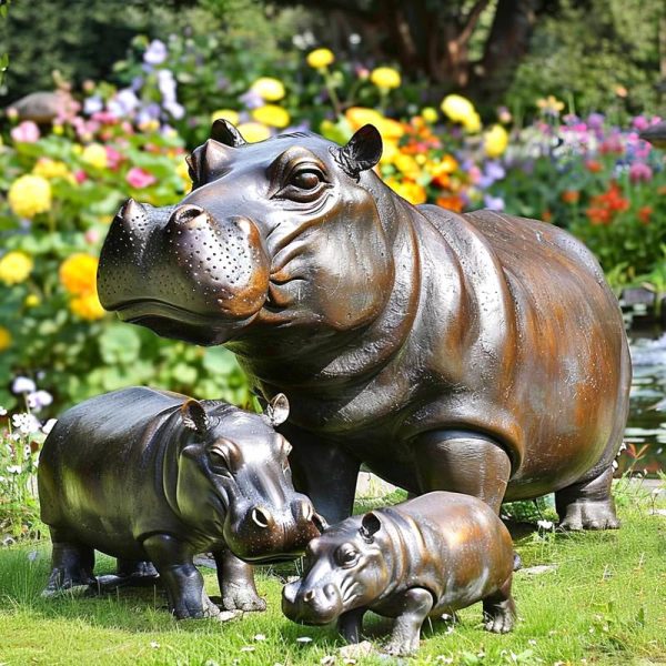 Hippo Bronze Statue